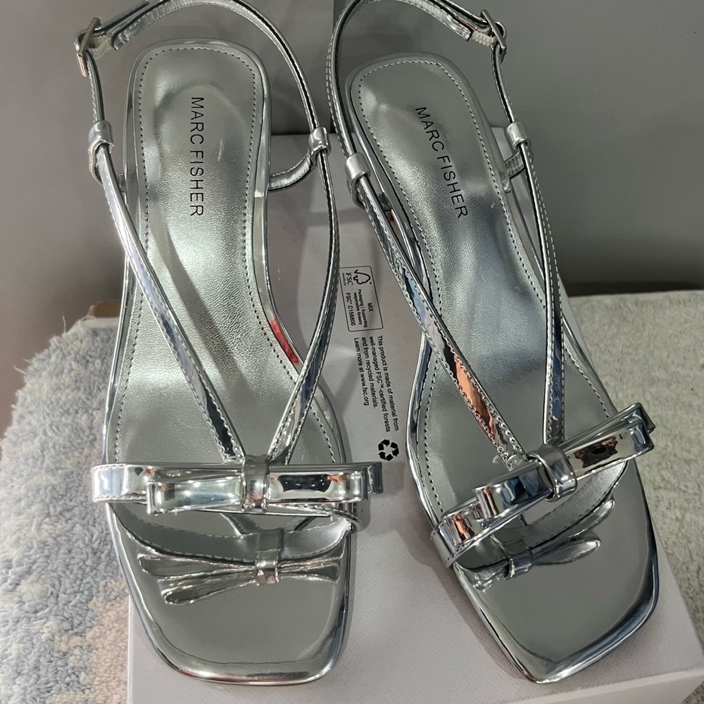 Marc Fisher Metallic Silver Sandals